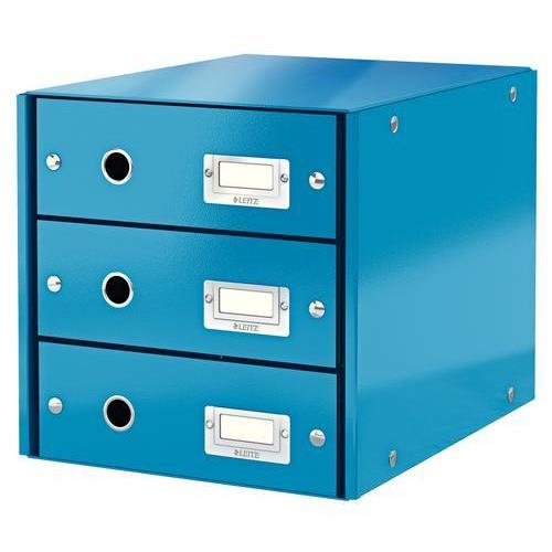 [449152] LEITZ Module de classement 3 tiroirs WOW en carton recouvert de polypropylène. Coloris Bleu