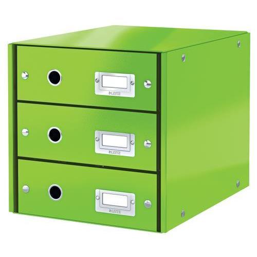 [449154] LEITZ Module de classement 3 tiroirs WOW en carton recouvert de polypropylène. Coloris Vert