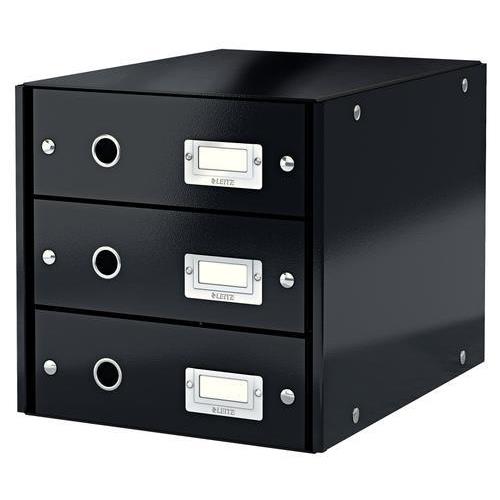 [449156] LEITZ Module de classement 3 tiroirs WOW en carton recouvert de polypropylène. Coloris Noir