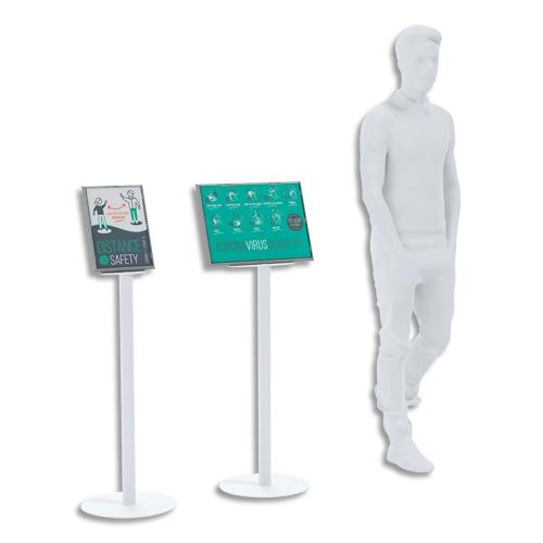 [449182] PAPERFLOW Présentoir d'information en aluminium pour format A4. Signalétique intérieure. Coloris blanc (dont eco-taxe mobilier de 0,16 €)