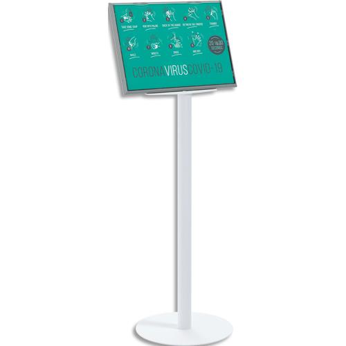 [449184] PAPERFLOW Présentoir d'information en aluminium pour format A3. Signalétique intérieure. Coloris blanc (dont eco-taxe mobilier de 0,19 €)