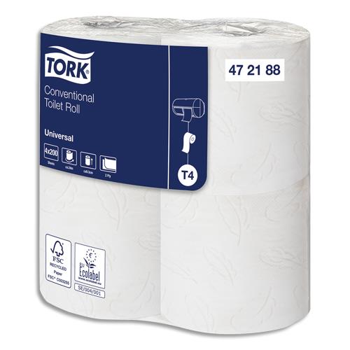 [449189] TORK Colis de 8 paquets de 6 rouleaux Papier toilette traditionnel Universal Blanc 2 plis 200 feuilles