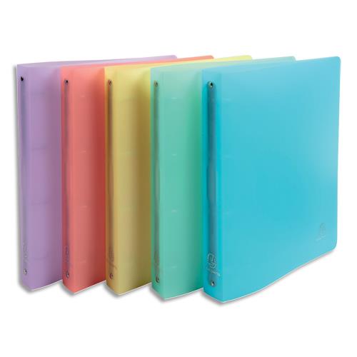 [449278] EXACOMPTA Classeur 4 anneaux CHROMALINE dos 4cm PP 7/10e. Format A4+. Coloris assortis pastel