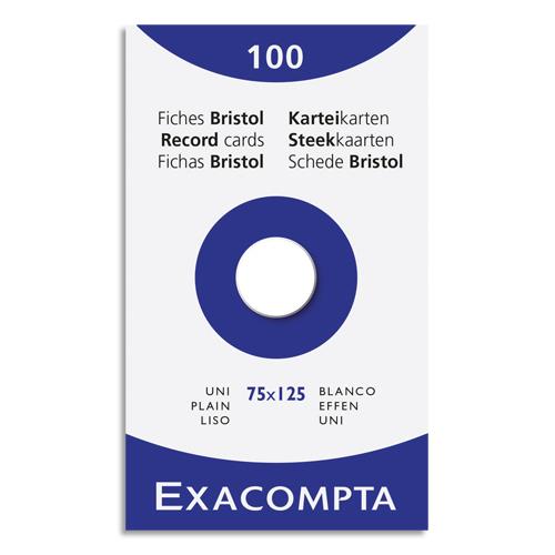 [449281] EXACOMPTA Etui de 100 fiches bristol non perforées 75x125mm (A7) unies Blanc