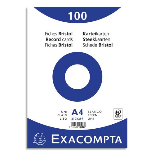 [449308] EXACOMPTA Sachet de 100 fiches bristol (sous-film) non perforées 210x297mm (A4) unies Blanc