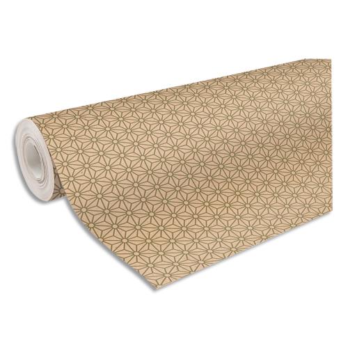 [449366] CLAIREFONTAINE Rouleau papier cadeau Losange Kraft brut 70g. Dimensions : 50 x 0,70m. Motifs Losanges or