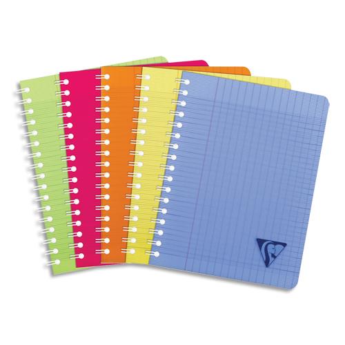 [449388] CLAIREFONTAINE Cahier Linicolor spirale en polypropylène 100 pages Seyès format 17x22cm. Coloris assortis