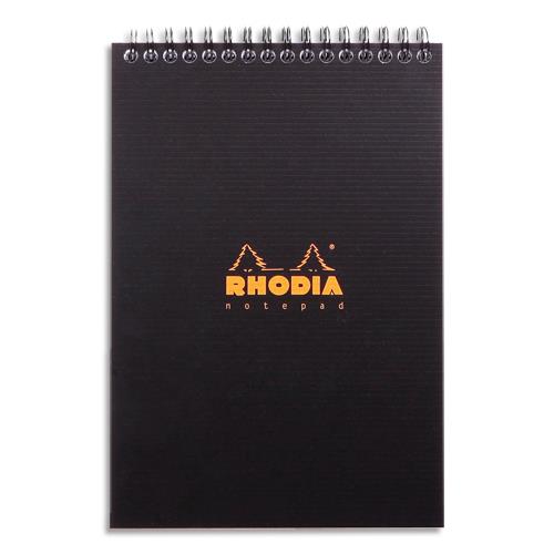 [449390] RHODIA Bloc Notepad spirale en tête en polypropylène 160 pages format 14,8x21cm.Coloris noir