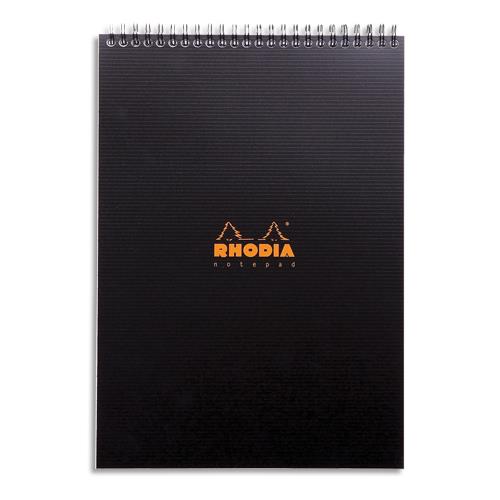 [449391] RHODIA Bloc Notepad spirale en tête en polypropylène 160 pages format 21x29,7cm.Coloris noir