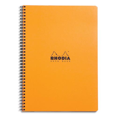 [449393] RHODIA Cahier Notebook spirale en carte 160 pages 5x5 format 22,5x29,7cm. Coloris orange