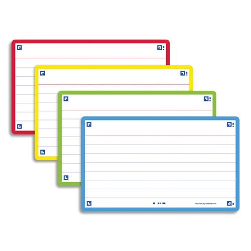 [449433] OXFORD Sachet de 32 fiches BRISTOL FLASH OXFORD 2.0 non perforées 75x125mm 250g lignées Assortis