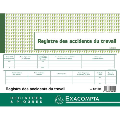 [449472] EXACOMPTA Registre piqûre Accident du travail. Format 24x32cm 20 pages