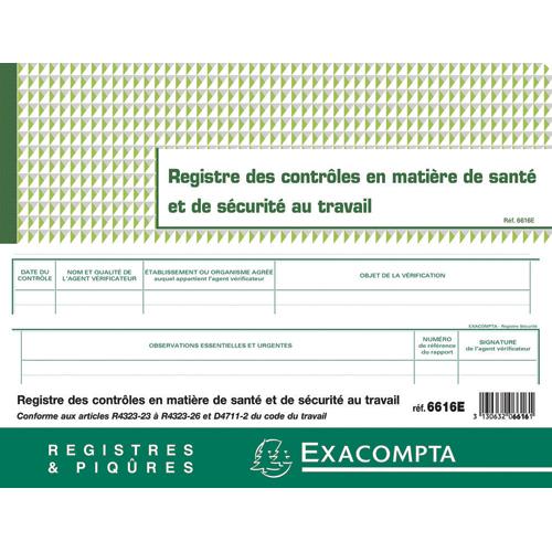 [449474] EXACOMPTA Registre piqûre contrôle de santé et sécurité au travail. Format 24x32cm 20 pages