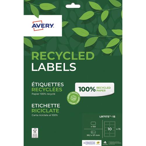 [449512] AVERY Boîte de 150 étiquettes recyclées blanches 99,1 x 57mm. Impresson Jet d'encre & Laser
