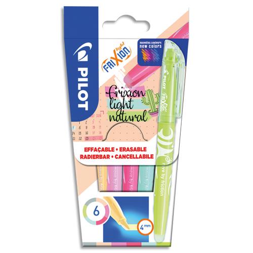 [449582] PILOT Pochette de 6 surligneurs effaçables FRIXION Light Natural. Coloris tendance