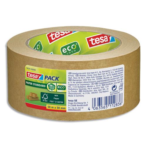 [449684] TESA Ruban adhésif d'emballage Kraft marron EcoLogo sans solvant 50mx50 mm