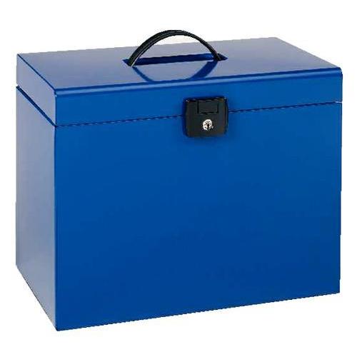 [449705] ESSELTE Valise de classement en métal. Livrée avec 5 dossiers. Dimensions: 6,8x28,7x23,4cm. Coloris Bleu