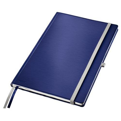 [450076] LEITZ Cahier STYLE 160 pages lignées, couverture rigide. Format A4. Fermeture élastique. Coloris Bleu