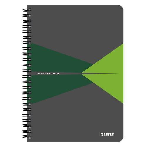 [450139] LEITZ Cahier OFFICE 14,8x21cm 180 pages lignées. Couverture en polypropylène Gris et Vert