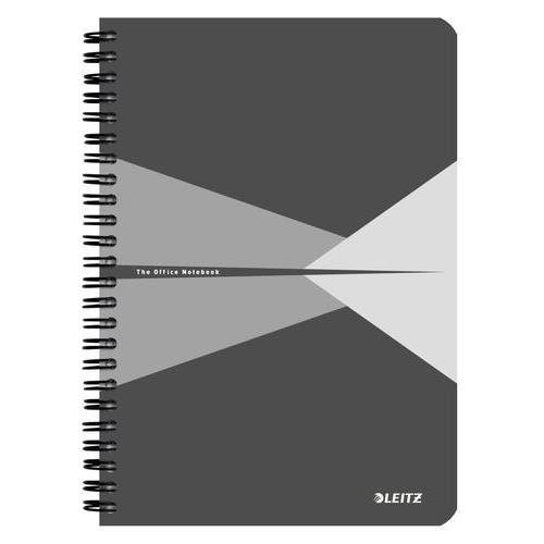 [450141] LEITZ Cahier OFFICE 14,8x21cm 180 pages lignées. Couverture en polypropylène Gris et Gris