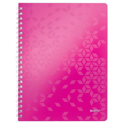 [450197] LEITZ Cahier spiralé WOW 21x29,7cm, 160 pages lignées. Couverture souple polypropylène. Coloris Rose