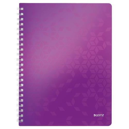 [450202] LEITZ Cahier spiralé WOW 21x29,7cm, 160 pages lignées. Couverture souple polypropylène.Coloris Violet