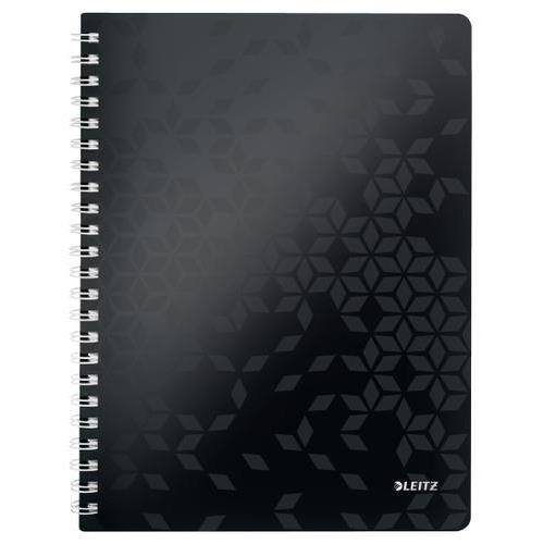 [450208] LEITZ Cahier spiralé WOW 21x29,7cm, 160 pages 5x5. Couverture souple polypropylène. Coloris Noir