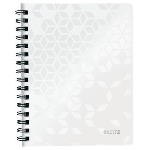 [450209] LEITZ Cahier spiralé WOW 14,8x21cm, 160 pages lignées. Couverture souple polypropylène. Coloris Blanc