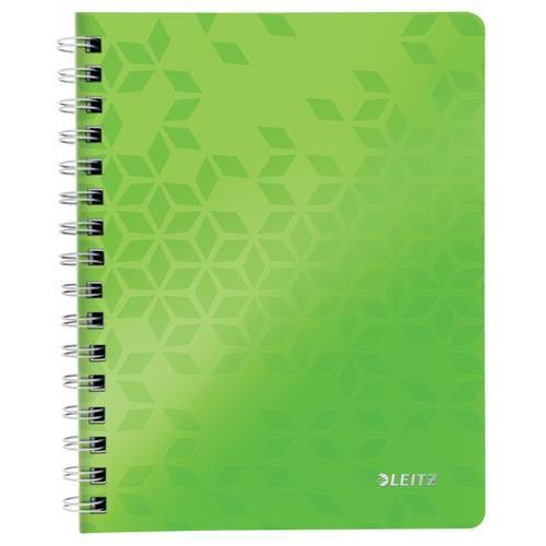 [450224] LEITZ Cahier spiralé WOW 14,8x21cm, 160 pages 5x5. Couverture souple polypropylène. Coloris Vert