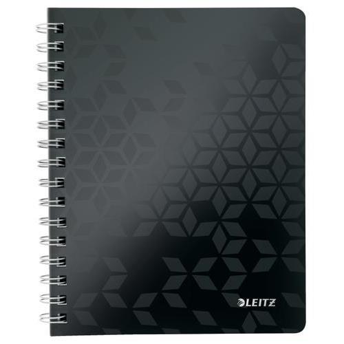 [450225] LEITZ Cahier spiralé WOW 14,8x21cm, 160 pages 5x5. Couverture souple polypropylène. Coloris Noir