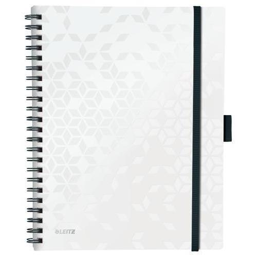 [450226] LEITZ Cahier spiralé WOW BEMOBILE 21x29,7cm, 160 pages lignées. Couverture souple polypro. Coloris Blanc