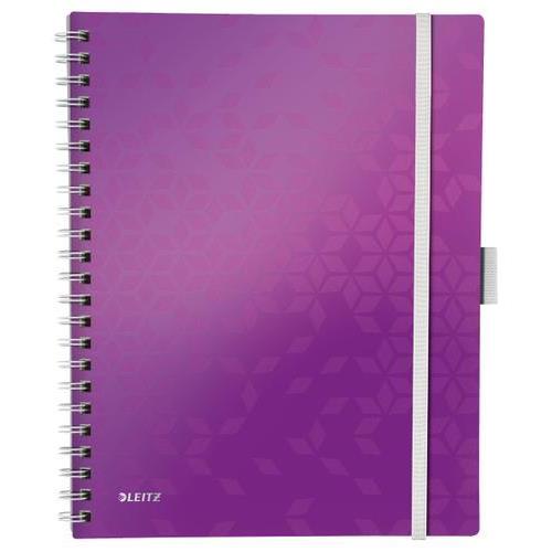 [450233] LEITZ Cahier spiralé WOW BEMOBILE 21x29,7cm, 160 pages lignées. Couverture souple polypro. Coloris Violet