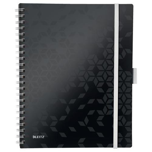 [450234] LEITZ Cahier spiralé WOW BEMOBILE 21x29,7cm, 160 pages lignées. Couverture souple polypro. Coloris Noir