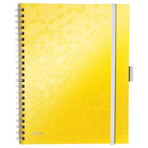 [450237] LEITZ Cahier spiralé WOW BEMOBILE 21x29,7cm, 160 pages 5x5. Couverture souple polypro. Coloris Jaune