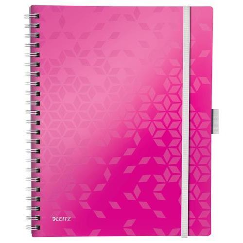[450238] LEITZ Cahier spiralé WOW BEMOBILE 21x29,7cm, 160 pages 5x5. Couverture souple polypro. Coloris Rose