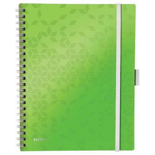 [450242] LEITZ Cahier spiralé WOW BEMOBILE 21x29,7cm, 160 pages 5x5. Couverture souple polypro. Coloris Vert