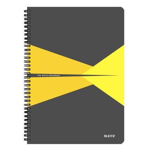 [450246] LEITZ Cahier OFFICE 21x29,7cm 180 pages 5x5. Couverture carte pelliculée Gris et Jaune