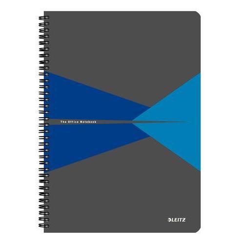 [450250] LEITZ Cahier OFFICE 21x29,7cm 180 pages 5x5. Couverture carte pelliculée Gris et Bleu