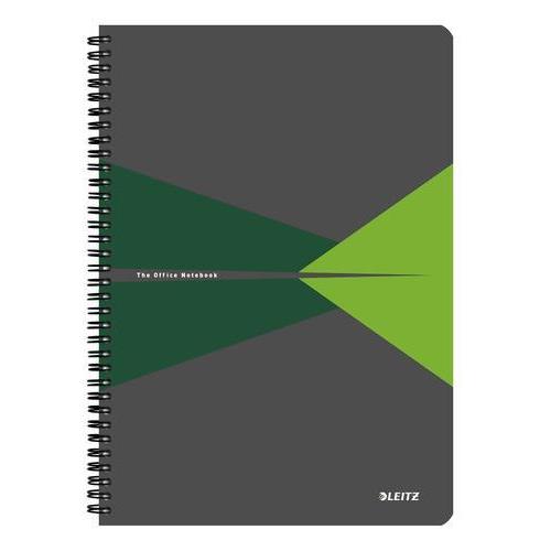 [450251] LEITZ Cahier OFFICE 21x29,7cm 180 pages 5x5. Couverture carte pelliculée Gris et Vert
