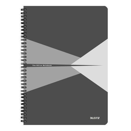 [450253] LEITZ Cahier OFFICE 21x29,7cm 180 pages 5x5. Couverture carte pelliculée Gris et Gris