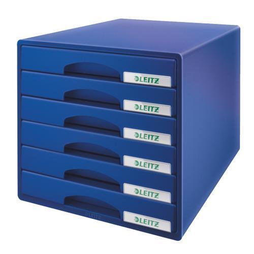 [450265] LEITZ Bloc de classement 6 tiroirs. Dimensions (lxhxp) : 32,3x31,5x39,7 cm. Coloris Bleu