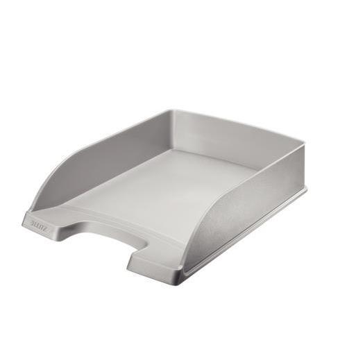 [450276] LEITZ Corbeille à courrier Plus. Dimensions (lxhxp) : 35,7x7x25,5 cm. Coloris Argent