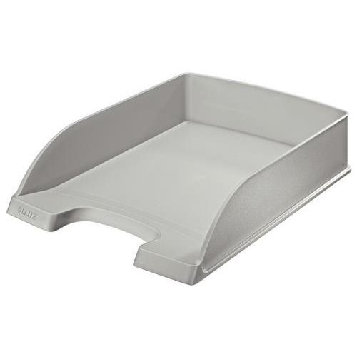 [450277] LEITZ Corbeille à courrier Plus. Dimensions (lxhxp) : 35,7x7x25,5 cm. Coloris Gris