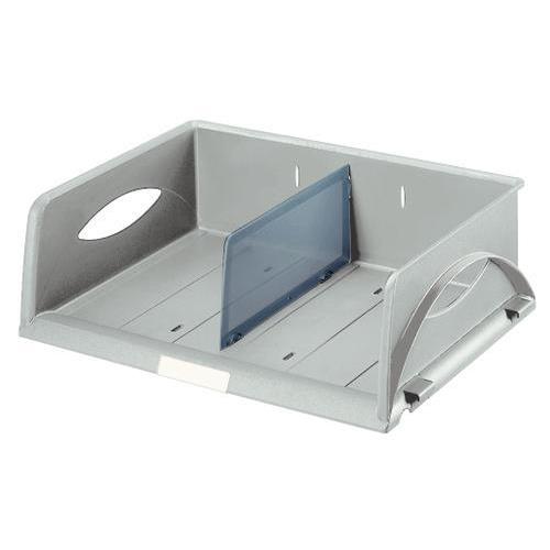 [450279] LEITZ Corbeille à courrier Sorty A4 Maxi, paysage. Dimensions (lxhxp) : 40,8x12,7x29,5 cm. Coloris gris