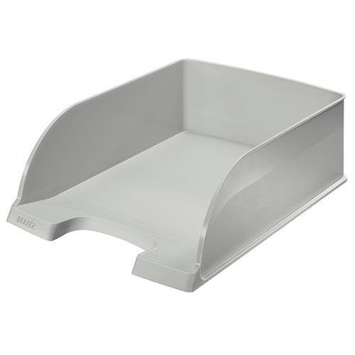 [450284] LEITZ Corbeille à courrier Jumbo Leitz Plus. Dimensions (lxhxp) : 25,5 x 10,3 x 36 cm. Coloris gris