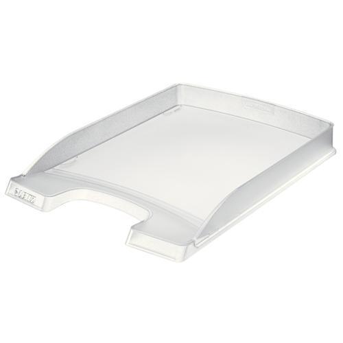 [450287] LEITZ Corbeille courrier Plus Slim. Petite capacité. Dim (lxhxp) : 25,5x3,5x35,7 cm. Coloris transparent.