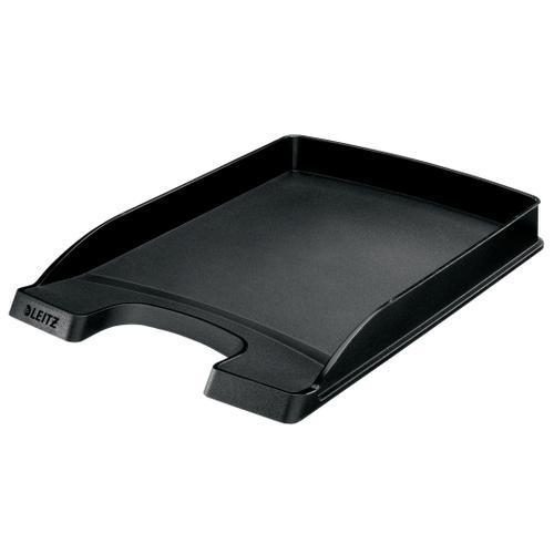 [450291] LEITZ Corbeille courrier Plus Slim. Petite capacité. Dim (lxhxp) : 25,5x3,5x35,7 cm. Coloris noir.