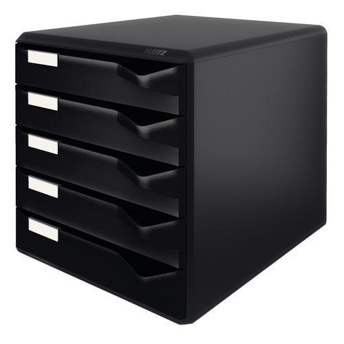 [450297] LEITZ Module de classement 5 tiroirs. Dim (lxhxp) : 32,6 x 32,1 x 39,1 cm. Coloris noir