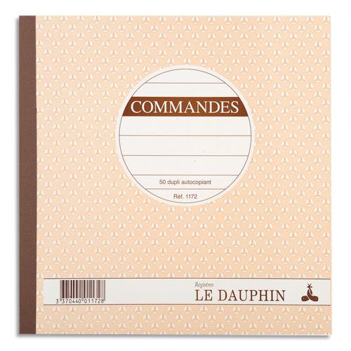 [450359] LE DAUPHIN Carnet commande 21x21cm autocopiant texté 50 feuillets numérotés dupli
