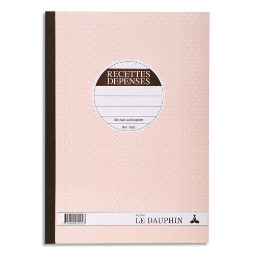 [450363] LE DAUPHIN Carnet recette/dépense 21x29,7cm autocopiant texté 50 feuillets numérotés dupli